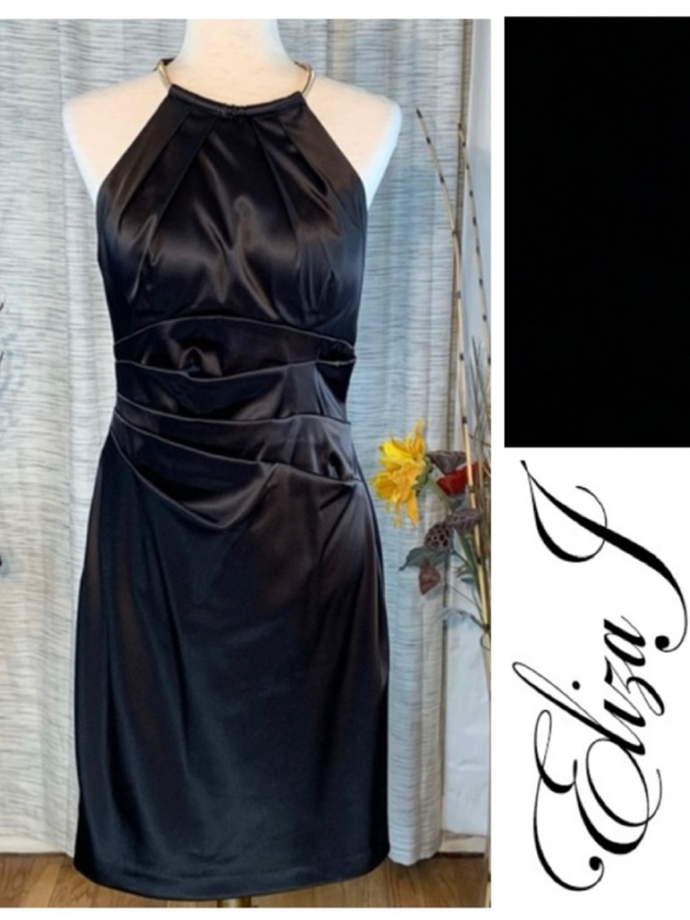 Eliza J black “satin” looking sleeveless party dress.
